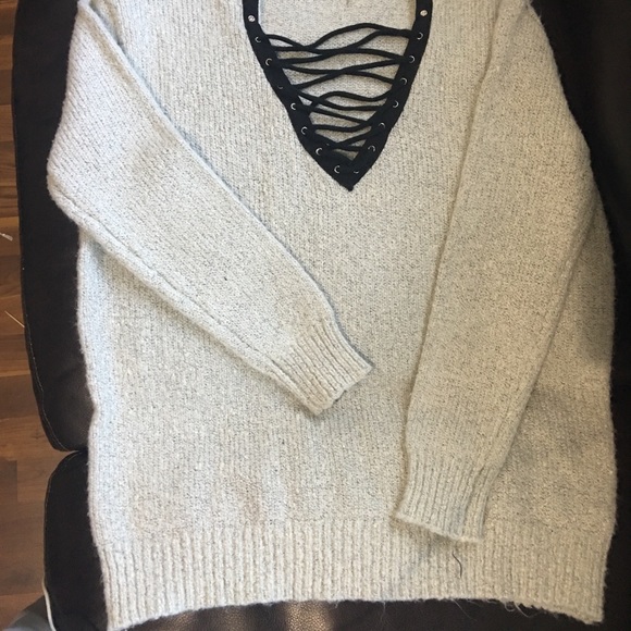 Boutique Lace Up Oversized Sweater - Picture 3 of 3